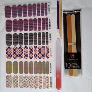 Jamberry Bundle 6 Half Sheets Nail Wraps with 14 Piece Manicure Tools